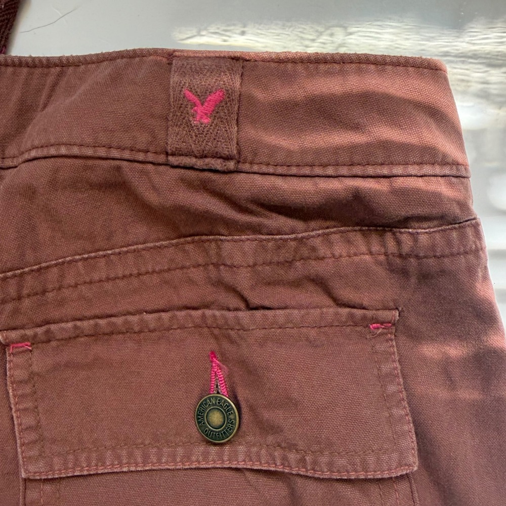 Y2K American Eagle Brown Utility Cargo Capris Boho Granola vintage gorpcore camp - Picture 8 of 8